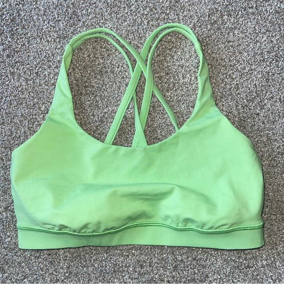 Lululemon Energy Sports Bra Top 6 Medium Support Screaming Green Light Run Gym - Picture 4 of 6